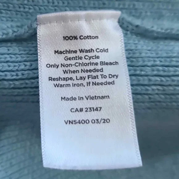 Talbots Cardigan Sweater Women Large Petite Blue Open Front Coastal - Picture 6 of 6